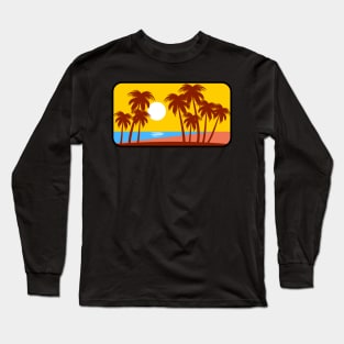 Tropical Beach Sunset with Palm Trees Long Sleeve T-Shirt